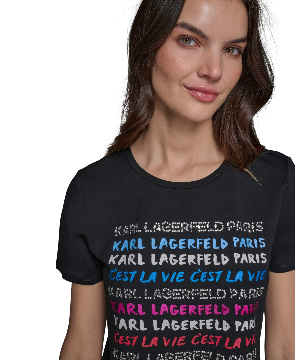 Karl Lagerfeld Paris Women's Logo Graphic-Print Tee