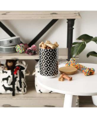 Lattice Paw Print Ceramic Pet Treat Canister