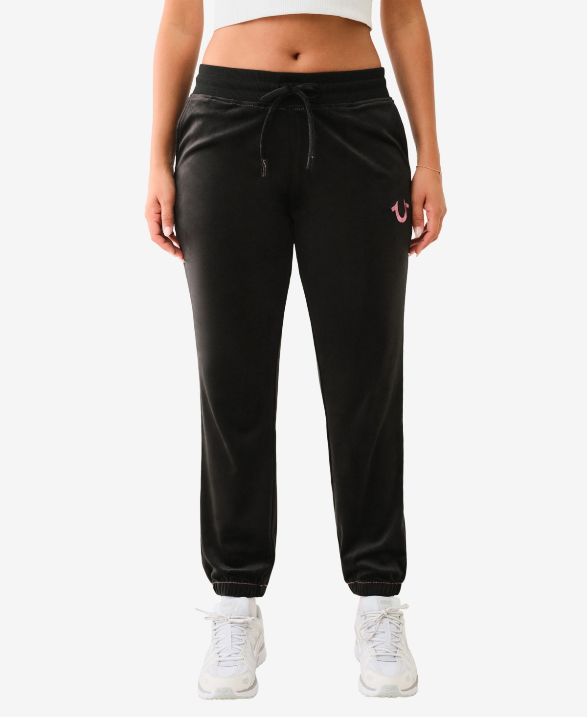 Women's Lurex Velour Jogger Pants - Black
