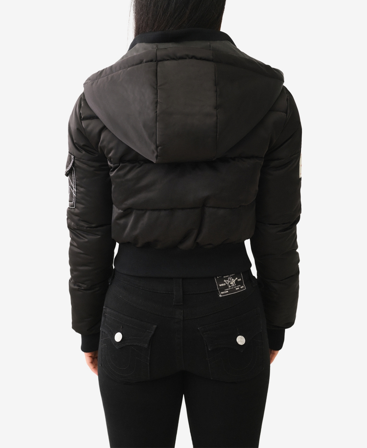 TRUE RELIGION WOMEN'S SHRUNKEN PUFFER HOODED JACKET 