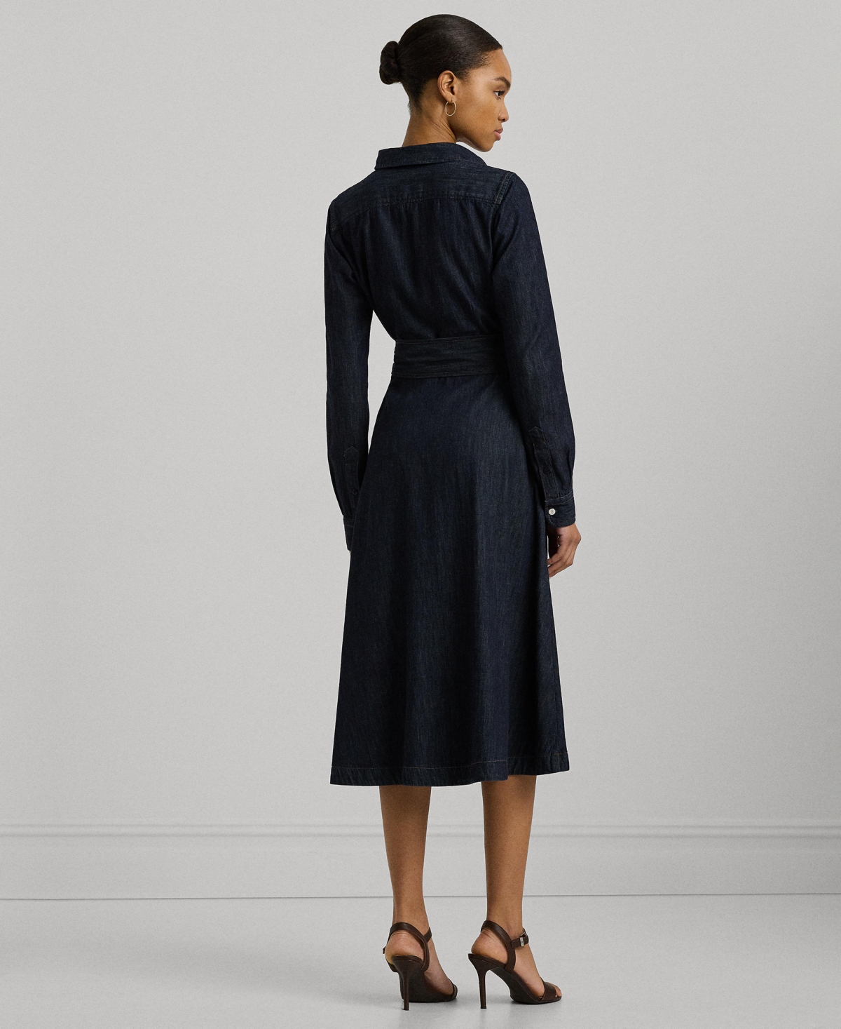 Lauren Ralph Lauren Women's Self-Belt Long-Sleeve Surplice Georgette Midi Dress