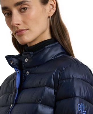 Petite Snap-Front Stand-Collar Packable Coat