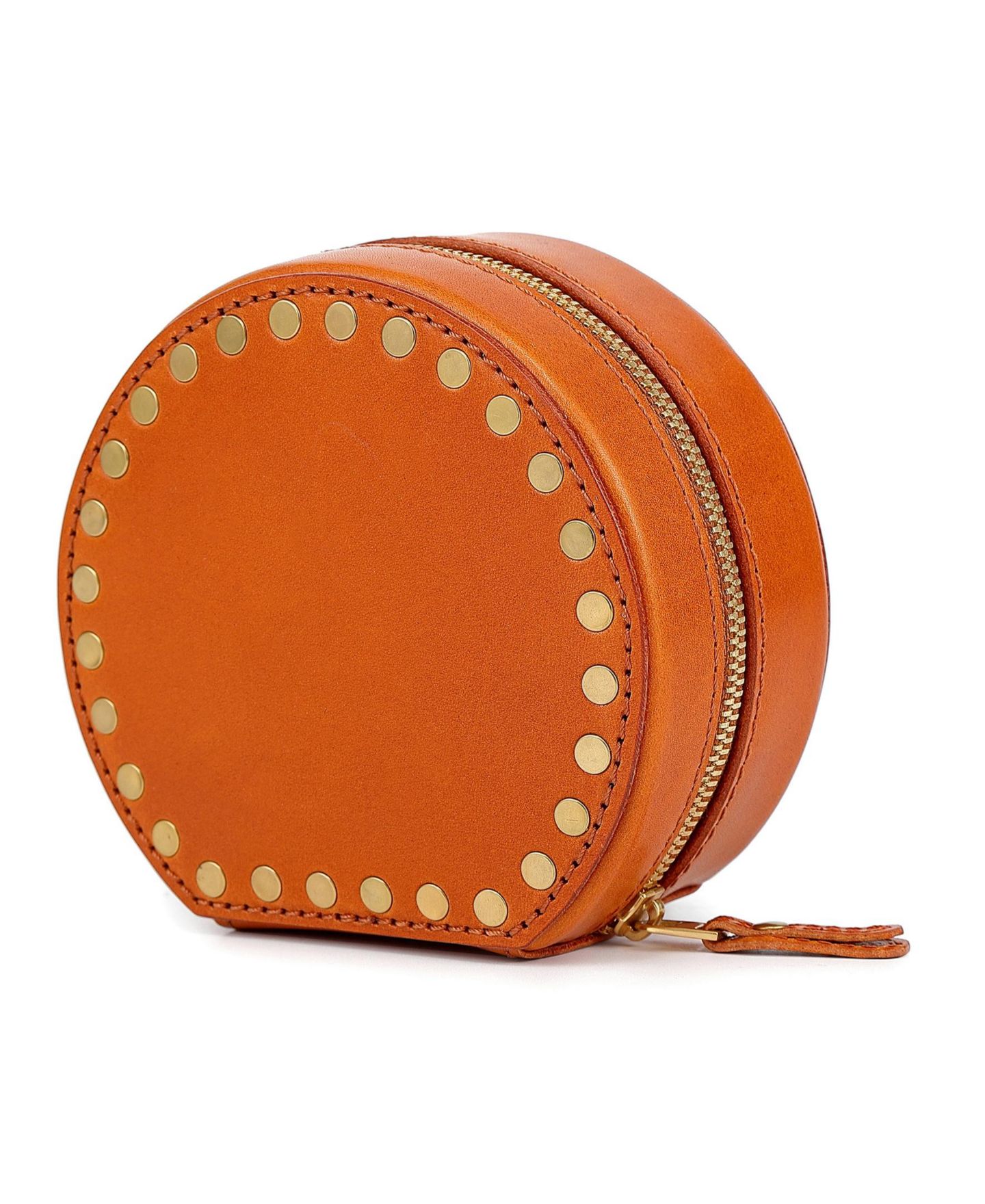 Женская сумка OLD TREND Leather Jewelry Box - Round, цвет: Карамельный — фото 5