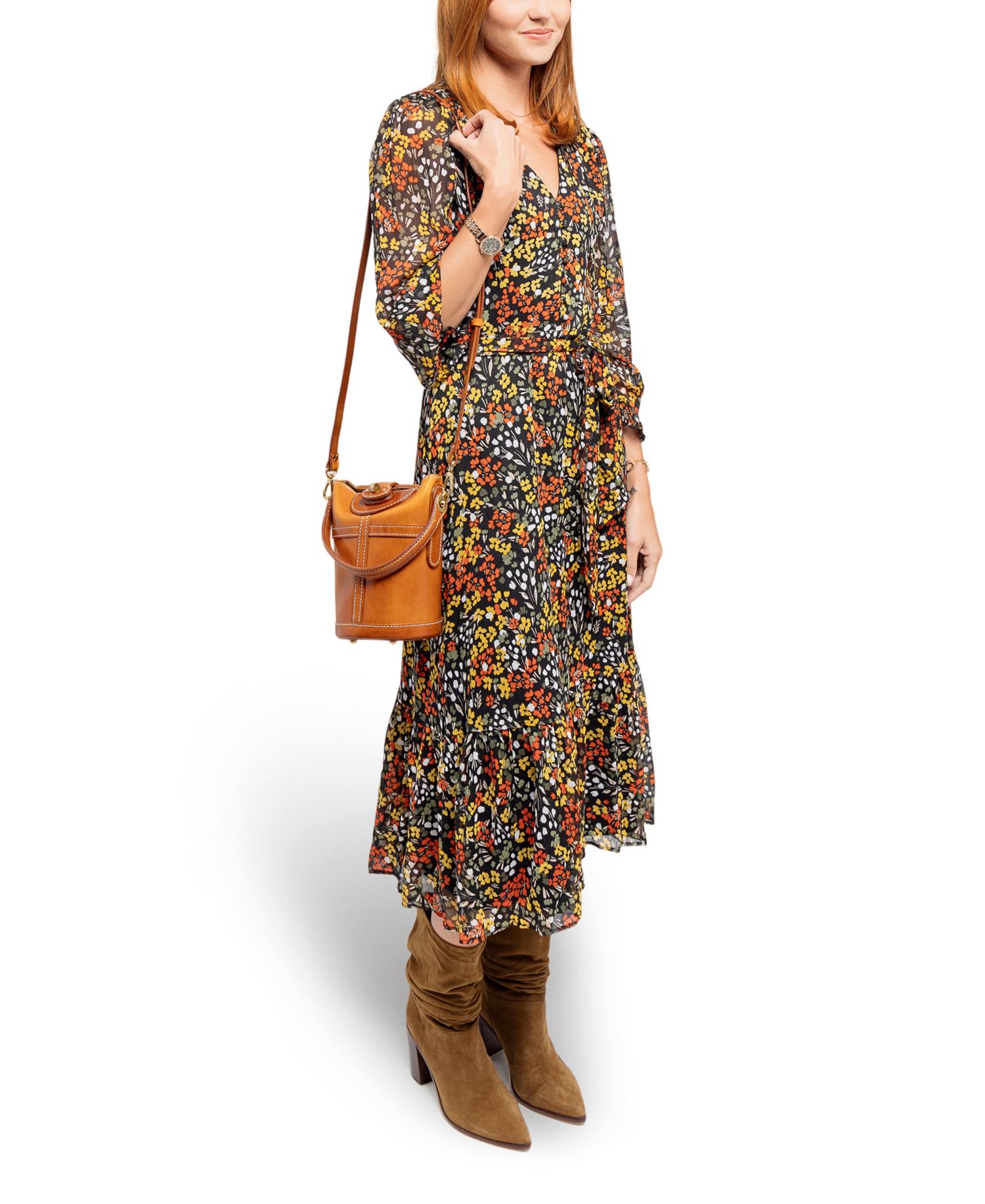 Begonia Vintage Bucket Crossbody Bag