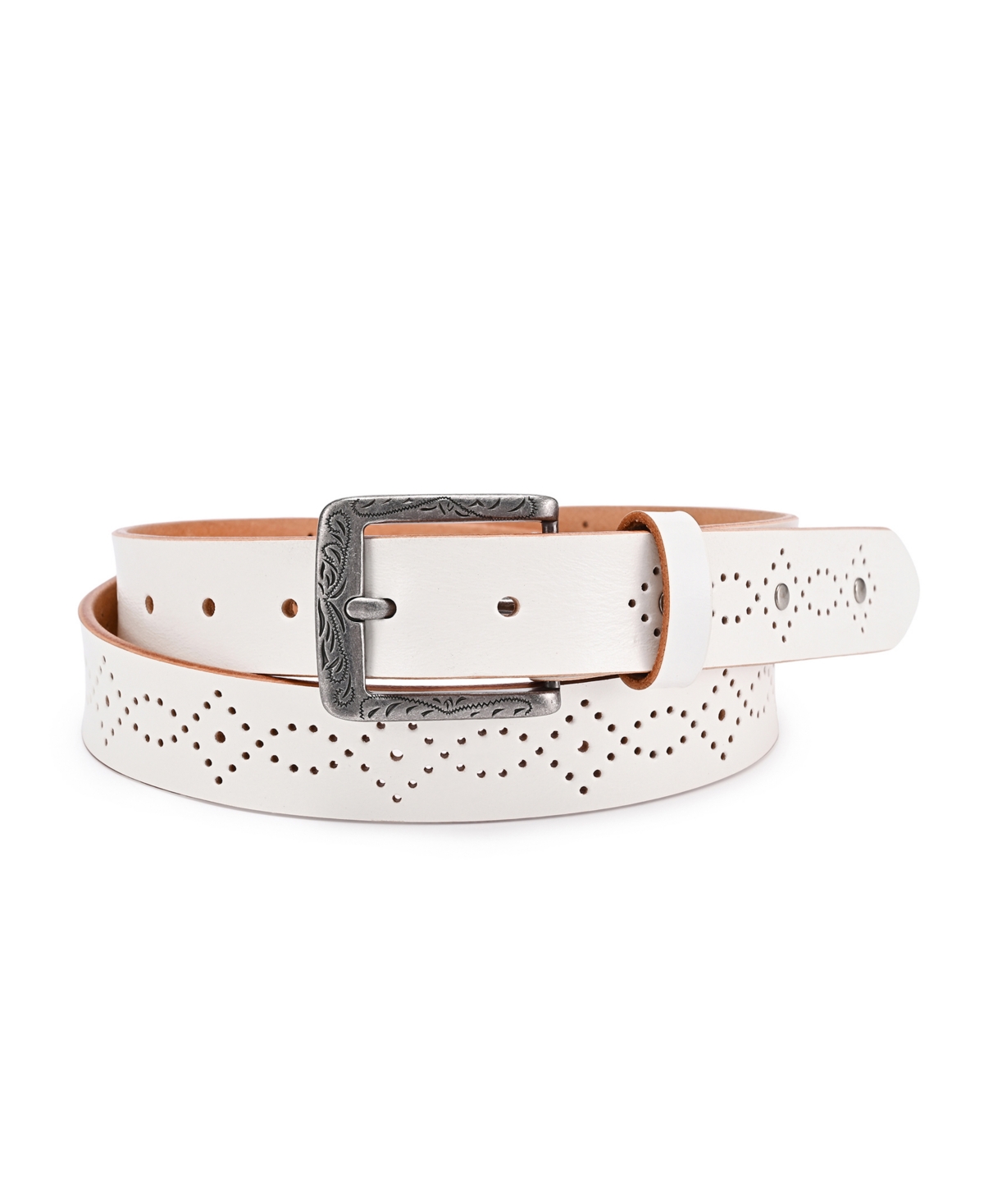 Old Trend Women's Daisy Blossom Leather Belt In White