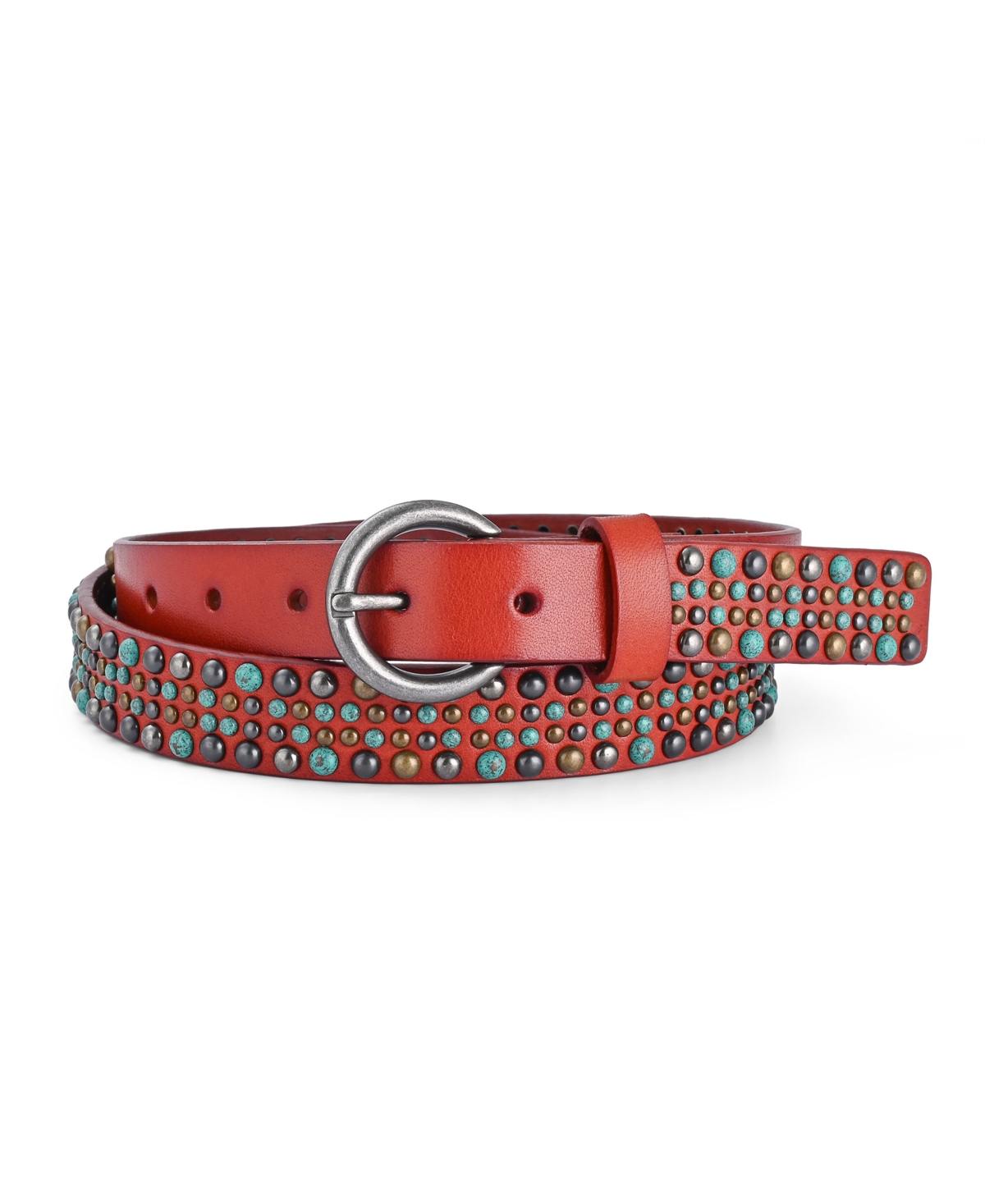 Women's Amazonite Leather Belt - Cognac
