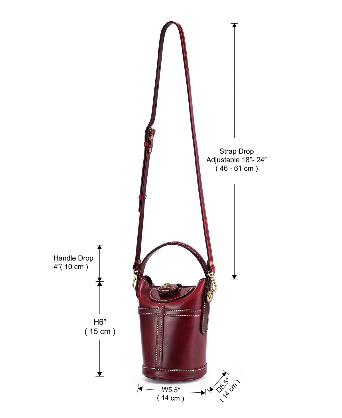 Old Trend Begonia Vintage Bucket Crossbody Bag In Maroon