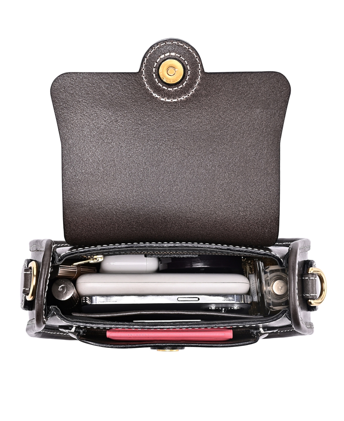 Old Trend Begonia Genuine Leather Vintage Compact Crossbody In Gray