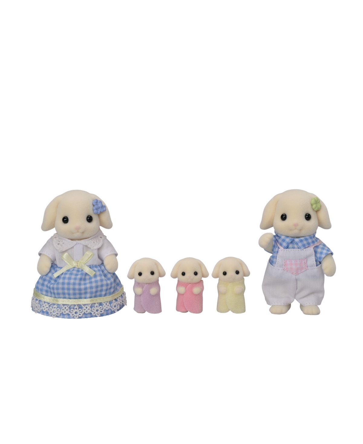 Calico Critters Flora Rabbit Family, Set of 4 Collectible Doll Figures