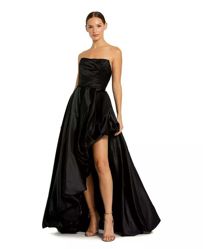 Women's Strapless Ruched High Low Gown - thumbnail 4