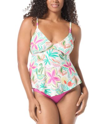 Womens Printed Underwire Tankini Top Impulse High Waist Bikini Bottoms