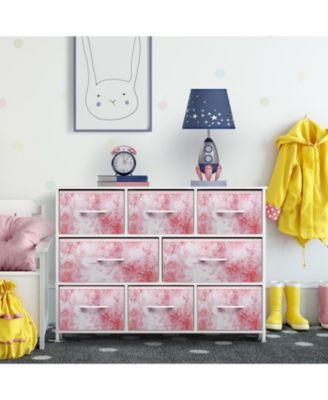 8 Drawers Wide Dresser - Organizer Unit with Steel Frame Wood Top and handle, Fabric Bins - Amazing for household decluttering