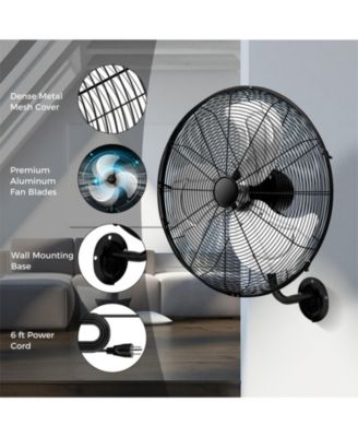 20 Inch Wall Mount Fan with 3 Fan Speeds and Adjustable Tilt Head