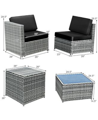 8 Piece Wicker Sofa Rattan Dinning Set Patio Furniture with Storage Table