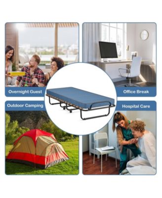 Portable Folding Bed with Memory Foam Mattress and Sturdy Metal Frame Made in Italy