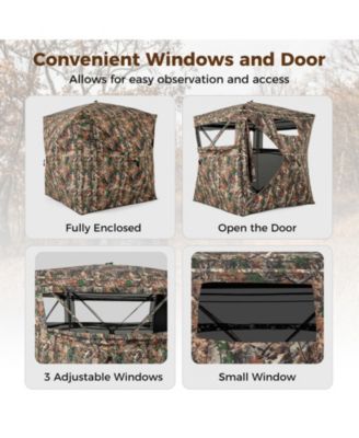 82 Inch Tall Hunting Blind 270° One Way See Through Ground Tent for 3-4 People