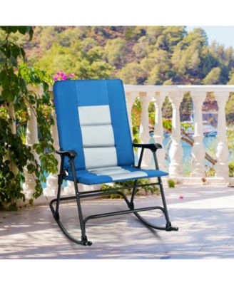 Foldable Rocking Padded Portable Camping Chair with Backrest and Armrest