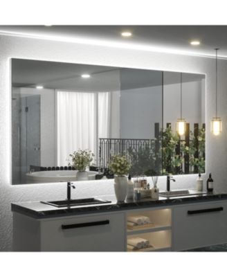 LED Backlit Frameless Lighted Bathroom Wall Mirror Vanity Mirror Brightness Adjust