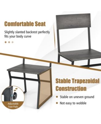 5 Piece Dining Table Set with Storage Rack and Metal Frame