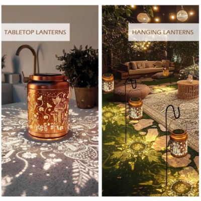 Mushroom Solar Lantern Outdoor Hanging Waterproof Metal Decor Light Christmas Gifts Yard Patio Porch 2Pack
