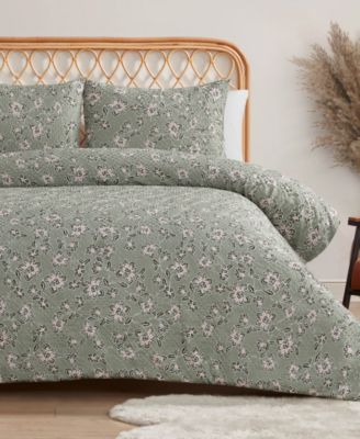 Jessica Simpson Botanical Embossed Duvet Cover Sets In Sage Green