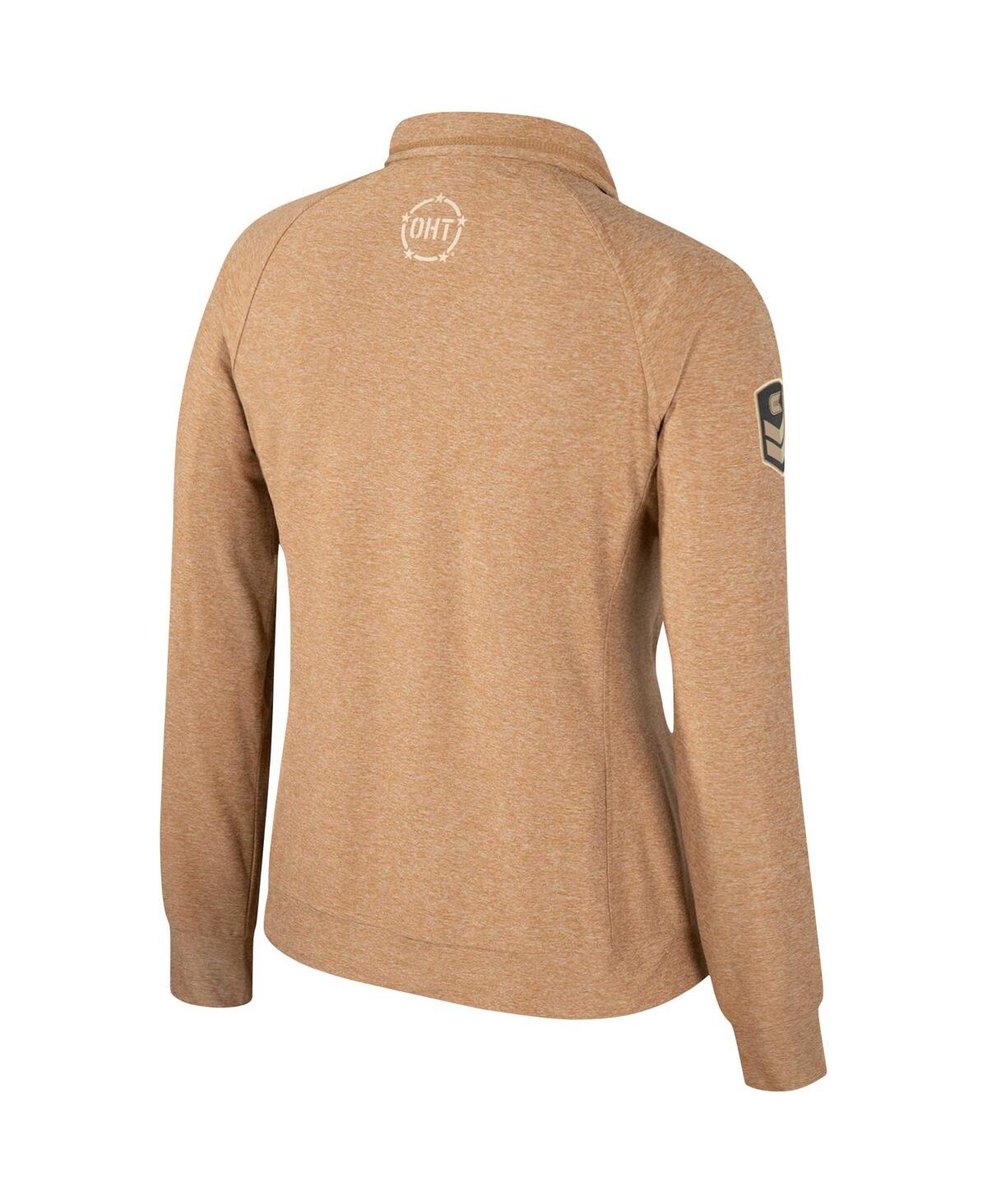 Colosseum Women's Tan Oregon Ducks Oht Military Appreciation Sand Tatum Quarter-snap Raglan Jacket In Tan