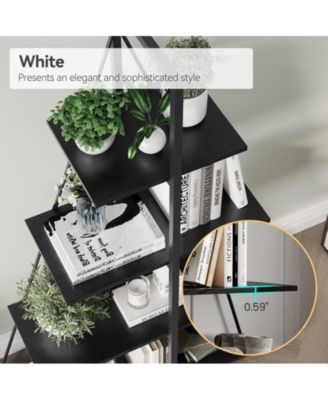 4-Shelf A-Shaped Ladder Bookcase Display with Wooden Storage Shelves for Living Room and Home Office