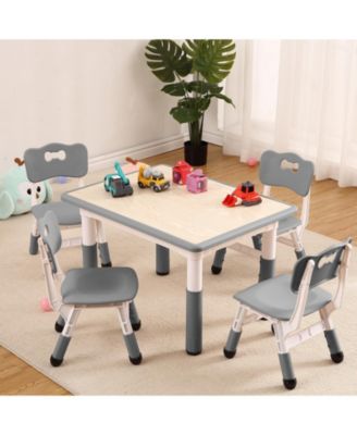 5-Pc HDPE Adjustable Graffiti Desktop Kids Activity Table Set