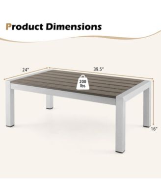 Modern Rectangular Patio Table with Plastic Wood Tabletop and Rustproof Aluminum Frame