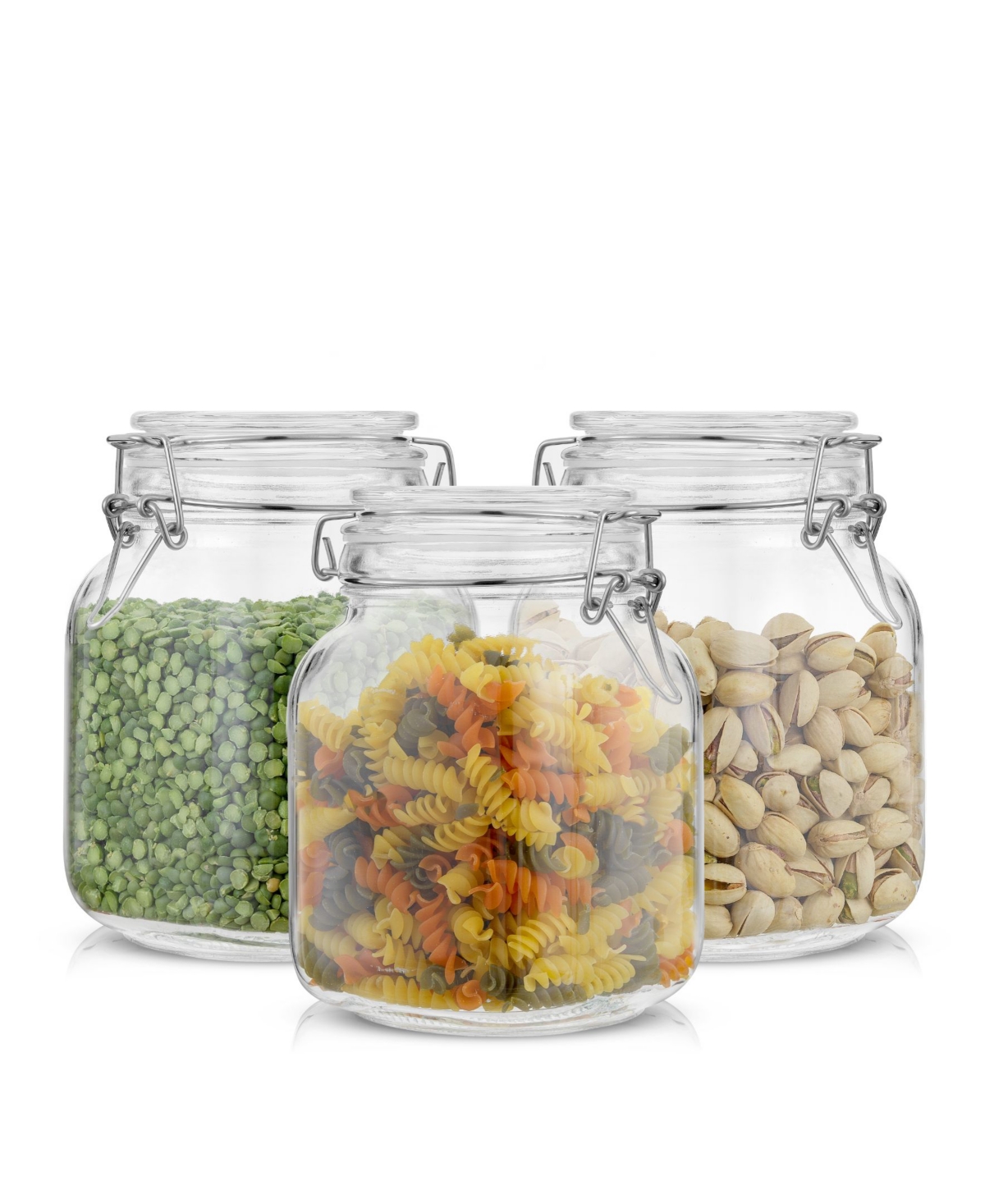 JOYJOLT AIRTIGHT SET OF 3 GLASS JARS STORAGE CANISTER 