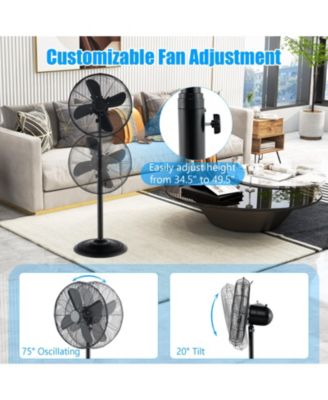 16 Inch Pedestal Standing Fan Oscillating Pedestal Fan with 3 Speeds and Adjustable Height