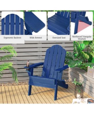 Foldable Weather Resistant Patio Chair with Built-in Cup Holder