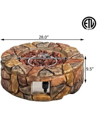 28 Inch Propane Gas Fire Pit Outdoor 40 000 BTU Stone