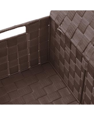 3 Piece Decorative Stackable Woven Basket with Lid and Built-in Carry Handles - Great for Storage and Organization