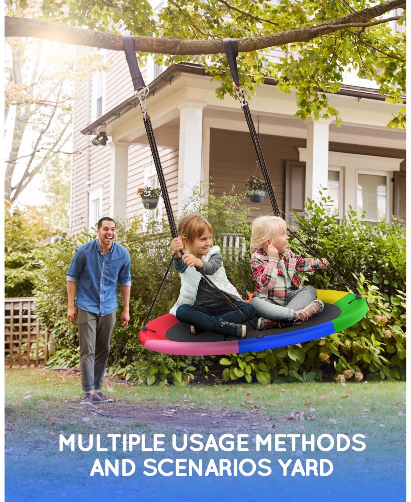 Детская игрушка Everyfun 43" Waterproof Adjustable Saucer Swing, Accommodates up to 3 Children or 2 Adults, Ages 3+, цвет: Синий — фото 2