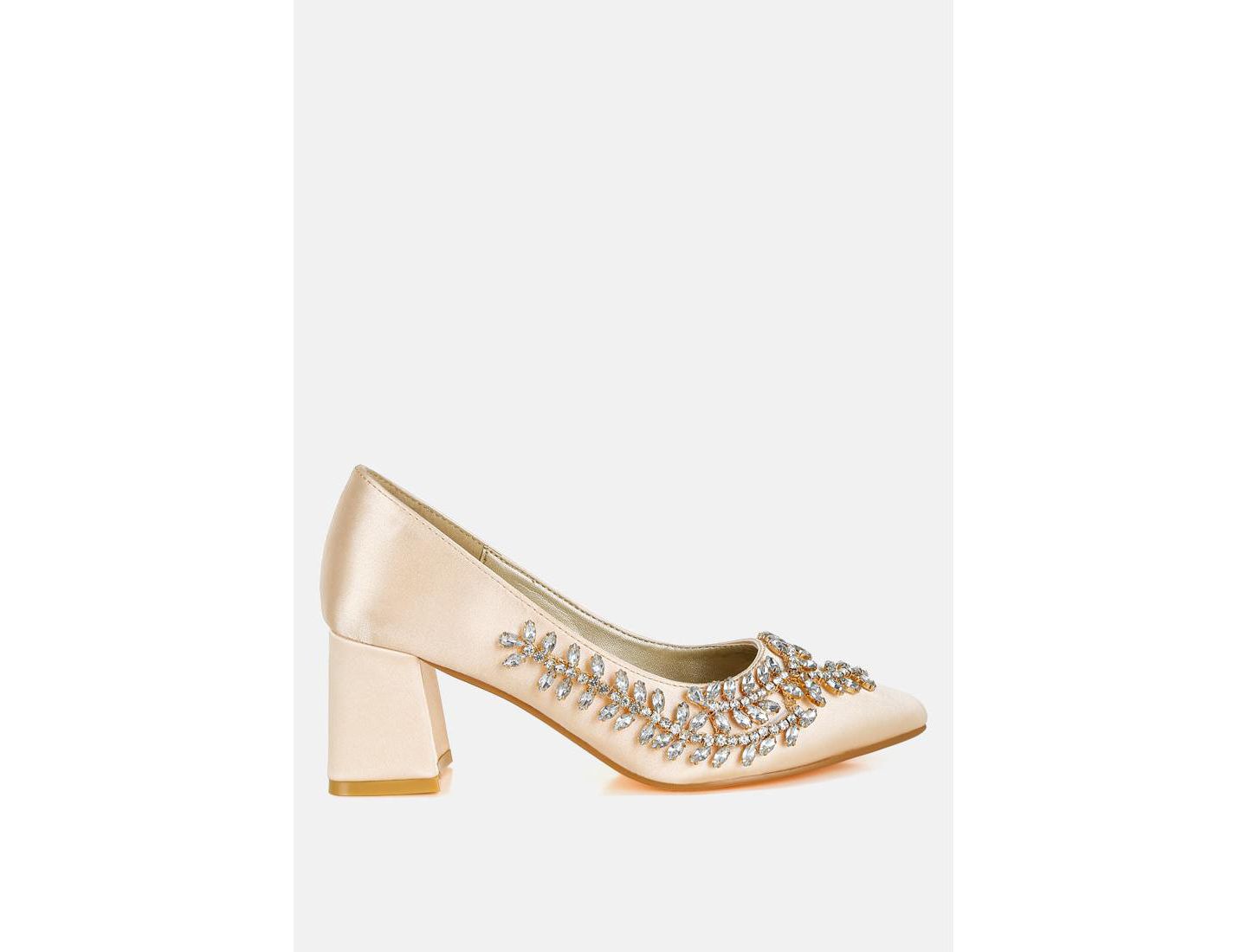 Женские туфли London Rag Abatina Satin Diamante Embellished Pumps, цвет: Бежевый — фото 1