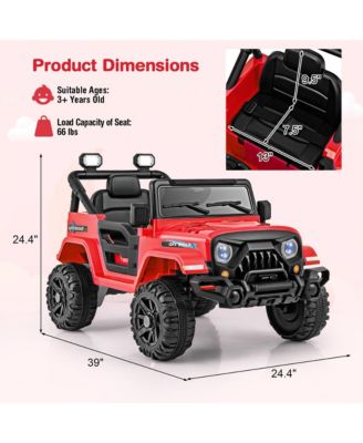 12V Kids Ride on Truck Car w/Remote Control Threaded Wheels 3 Speeds LED Lights