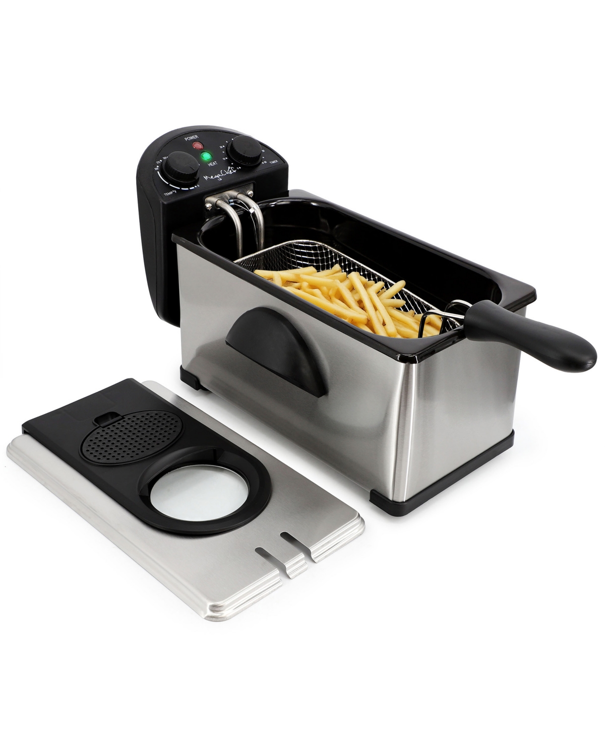 Megachef 3.17 Quart Stainless Steel Electric Deep Fryer With Timer In Silver