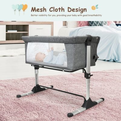 Boys Travel Portable Bed Side Sleeper Bassinet Crib with Carrying Bag