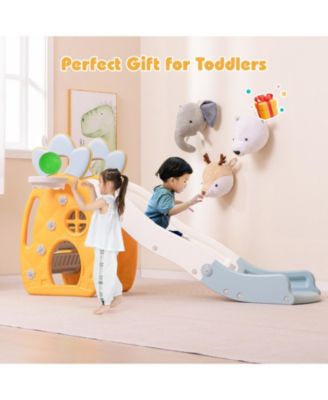 Foldable Slide with Basketball Hoop and Buffer Zone for Kids Aged 3+ Years Old