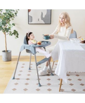 4-in-1 Convertible Baby High Chair with Removable Double Tray