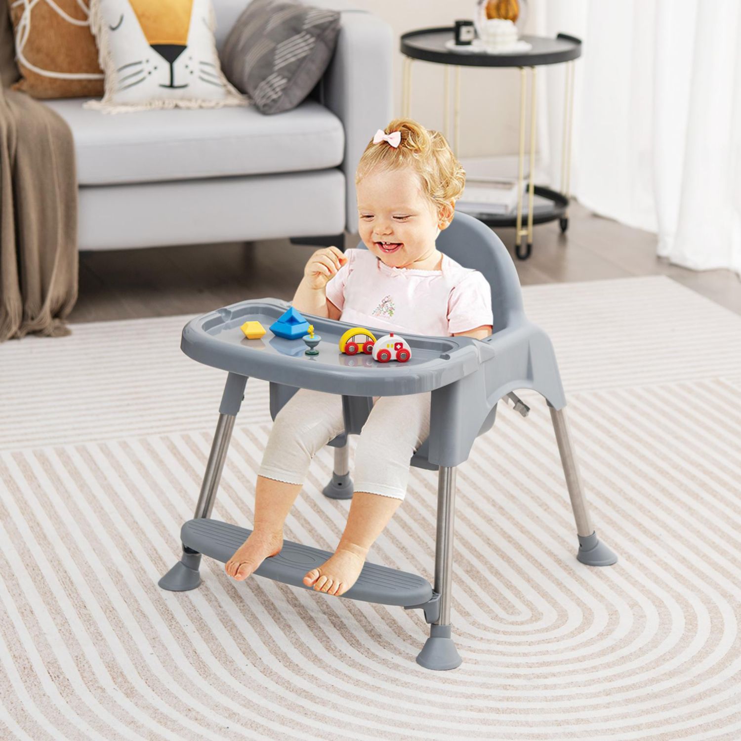 4-in-1 Convertible Baby High Chair with Removable Tray