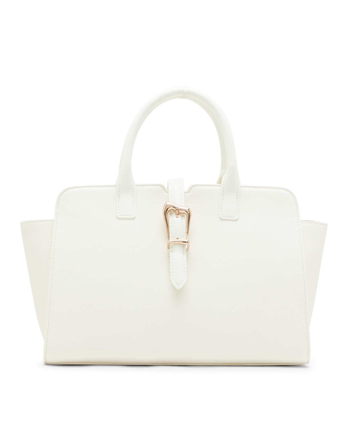 Sculpted Buckle Medium Satchel Bag - White