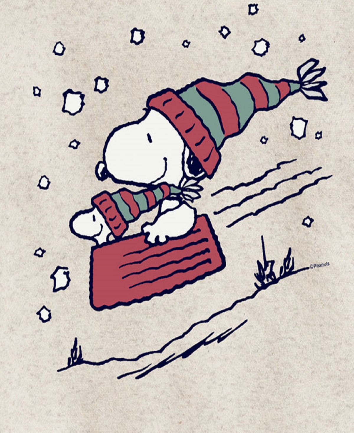 Shop Peanuts Big Girls Snoopy Sled Graphic Fleece Top In Beige,khaki