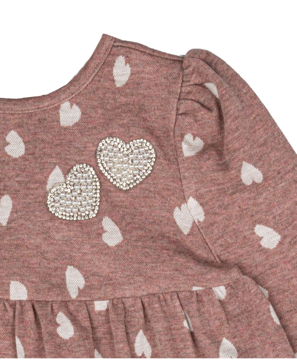 Rare Editions Baby Girls Imitation Pearl Patches With Double Knit Heart Dress In Blush
