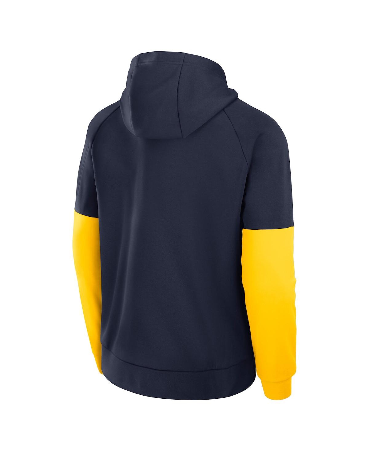JORDAN MEN'S NAVY MICHIGAN WOLVERINES FITNESS PERFORMANCE PULLOVER HOODIE 