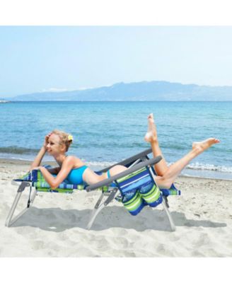 4-Pack 5-Position Outdoor Folding Backpack Beach Reclining Chair with Pillow