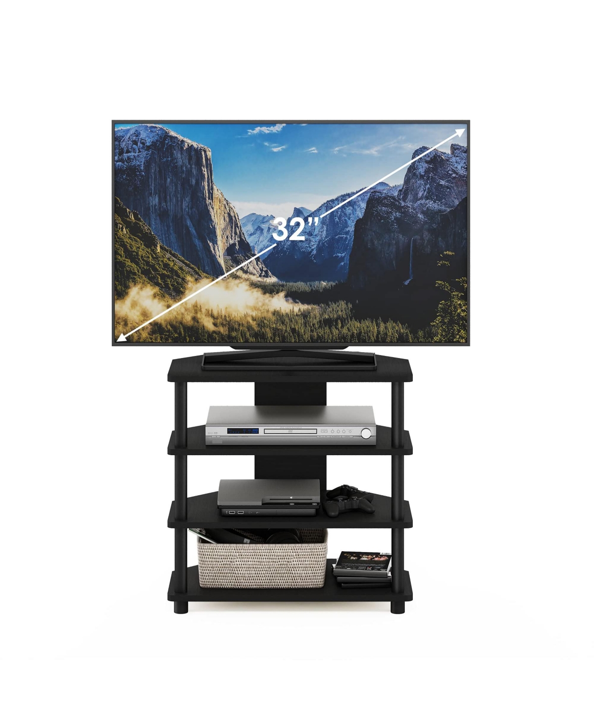 Furinno 4-Tier Tv Stand for Tv's up to Entertainment Media Center w/Storage Cabinet