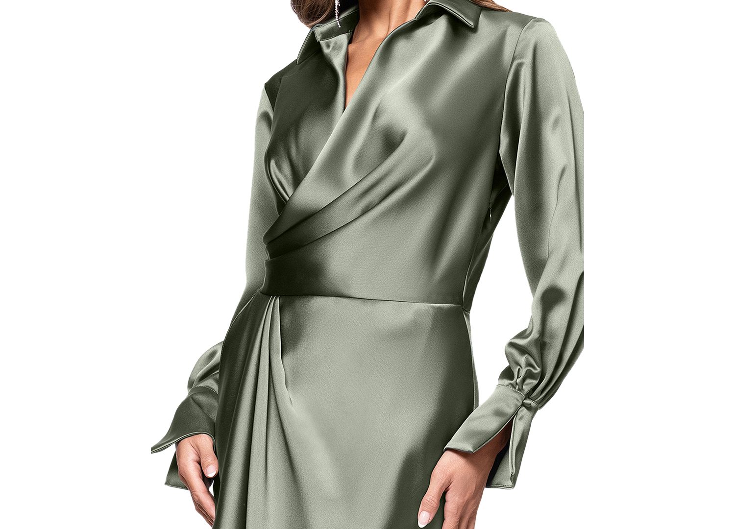 Women's Satin Shirtdress Gown