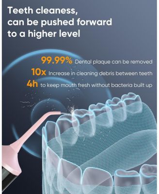 LP221 UVC Sterilizable Cordless Water Flosser 335ML Tank OLED Display Dental Flosser with 4 Modes 8 Jet Tips & Storage Pouch for Home & Travel